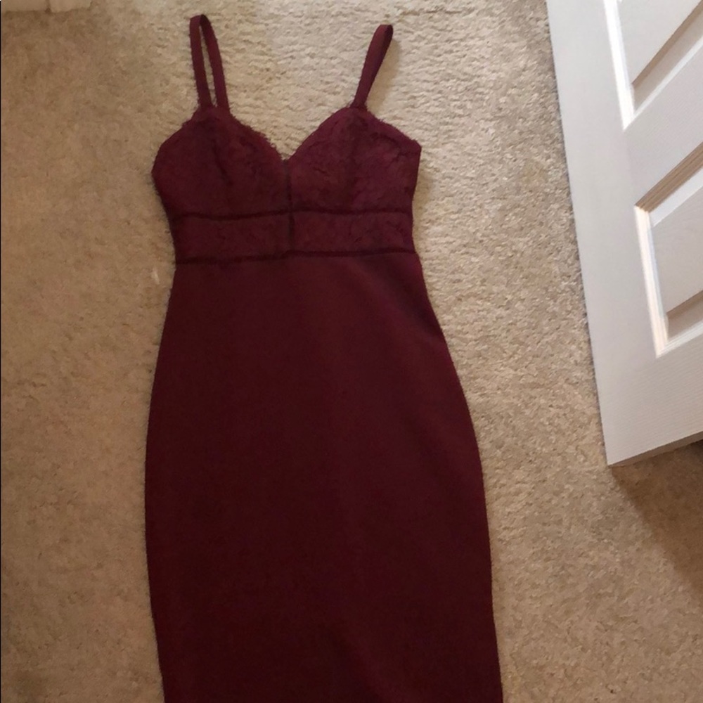 Burgundy spaghetti strap dress